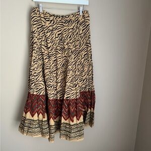 Ralph Lauren Zebra Print A-Line Skirt with Red and Black Accents